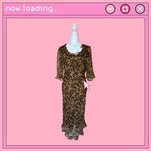 Vision Apparel brown print midi dress